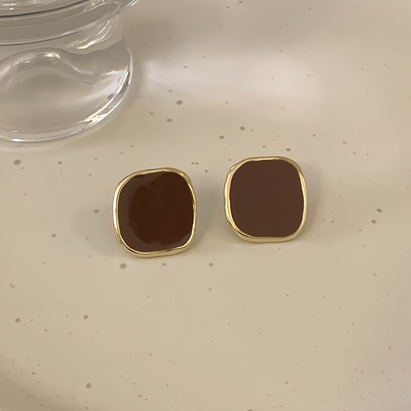 Square Stud Earrings Zinc Alloy for Women